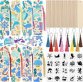 TaoBary 92 Pcs 4.8 x 1.3 Inch Ocean Wood Bookmark Making Kit Includes 36 by TaoBary