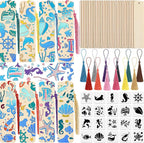 TaoBary 92 Pcs 4.8 x 1.3 Inch Ocean Wood Bookmark Making Kit Includes 36 by TaoBary