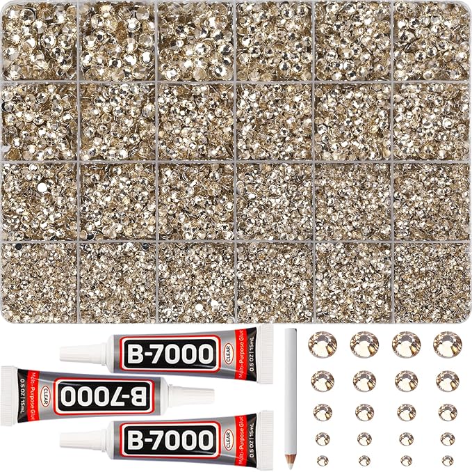 31000Pcs Tan Rhinestones Bedazzling, Flat Back Resin Diamond Jewel Crystal by Worthofbest