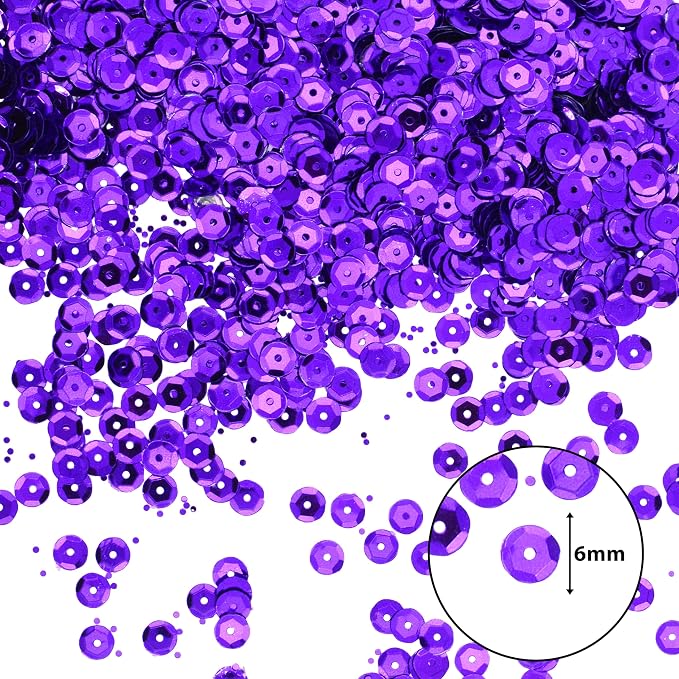 Mandala Crafts 6mm Cup Round Purple Sequins - Image 3