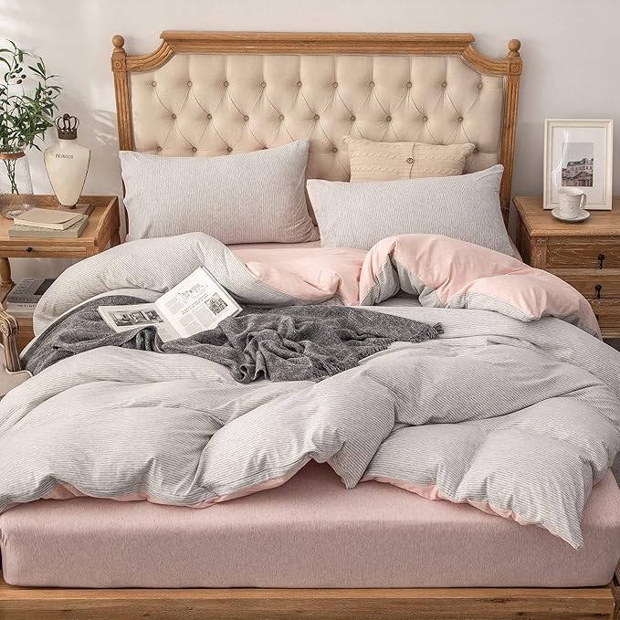 PURE ERA Jersey Knit Duvet Cover Set 100% T-Shirt Heather Cotton Super Soft by PUREERA