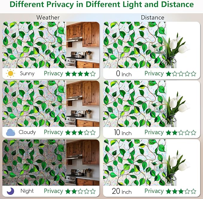 Kromapolis Window Privacy Film, Decorative Rainbow Stained Glass Window Clings - Image 4