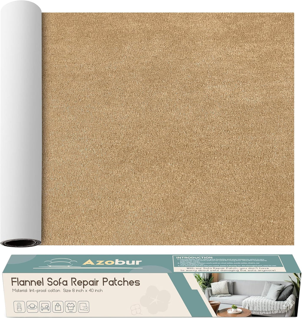 Velvet Repair Patch, Self-Adhesive Flannel Fabric Patch, Multi Colors, Microfiber Patch，Can be Used to Patch Sofas, Car Seats, Handbags, Jacket Holes and Tears (Beige)