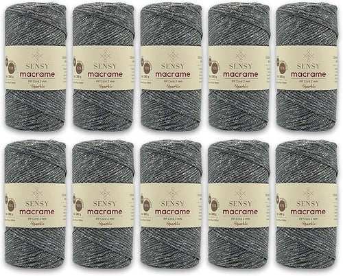10 Skeins of Sensy Premium 2mm 251 Yards Sparkle Polyester Rope 90% by SSENSY