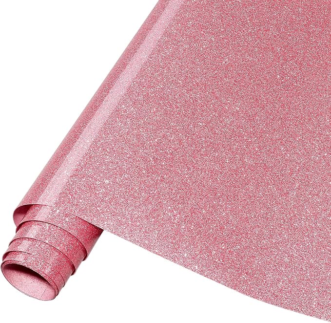 Tintnut Pink Glitter Heat Transfer Vinyl Roll, easy cut & weed, stretch washable by Tintnut