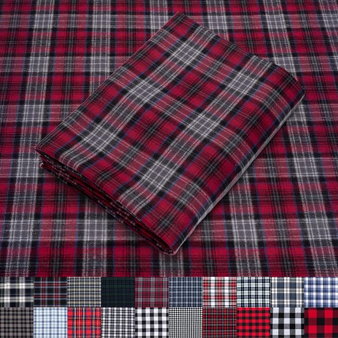 Pico Textiles 4 Yards Bolt Red and Gray Tartan Plaid Flannel Fabric by PicoTextiles