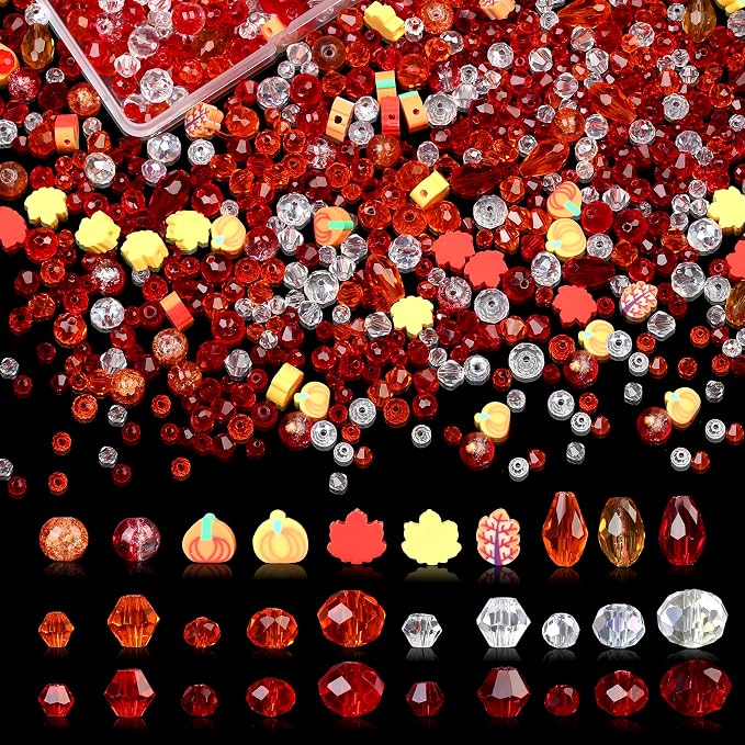 ZHIYUXI 1150PCS Thanksgiving Beads Fall Orange Glass Beads Jewelry Making | by VisittheZHIYUXI