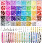 6mm Glass Beads for Jewelry Making, Funtopia 34 Colors Round Glass Beads Kits by Funtopia