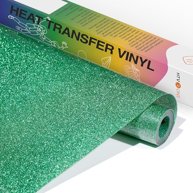 HTVRONT Green Glitter HTV Vinyl- 10” x 5ft Green Glitter Iron On Vinyl | by HTVRONT