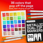 ARTISTRO 36 Metallic Acrylic Paint Markers - Image 2