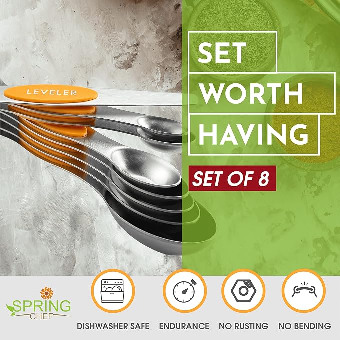 Spring Chef Stainless Steel Magnetic Measuring Spoons Set of 8 - Image 3