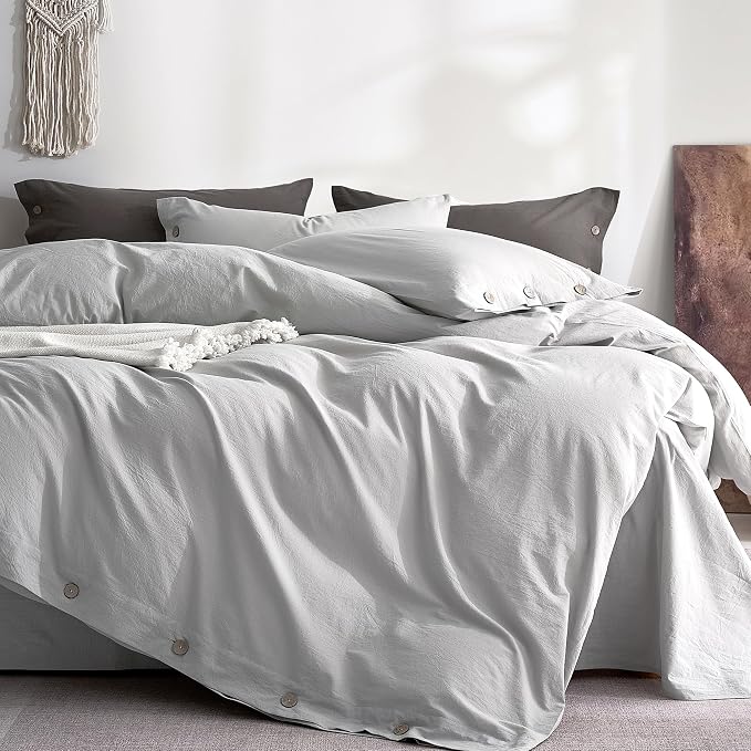 JELLYMONI 100% Washed Cotton Duvet Cover Full – Soft, Breathable Linen-Look by JELLYMONI