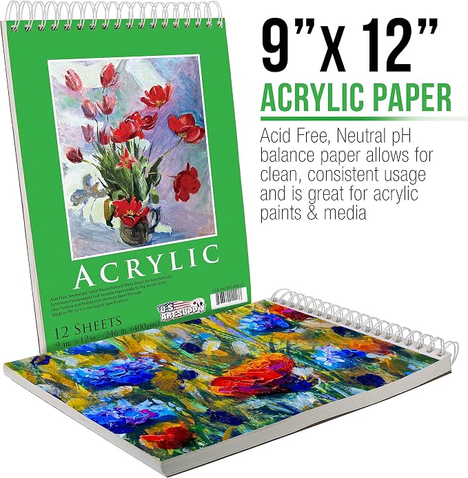 U.S. Art Supply 9x12 Premium Heavy-Weight Acrylic Painting Paper Pad, 2 Pack - Image 2