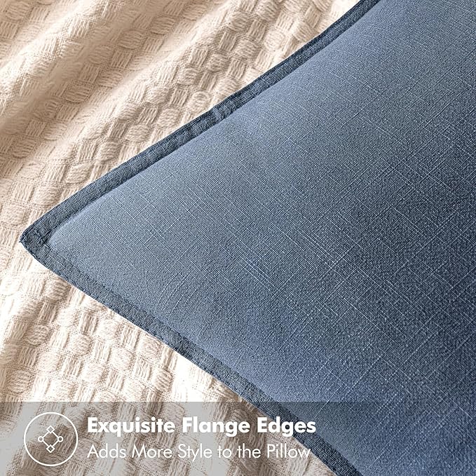 MIULEE Decorative Linen Pillow Covers 20x20 Inch Blue Ashes Boho Farmhouse - Image 2