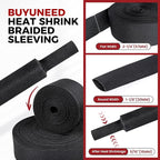 Heat Shrink Wire Loom 2:1 Shrinkable Braided Cable Sleeve 1-1/8 Inch ID-46ft - Image 2