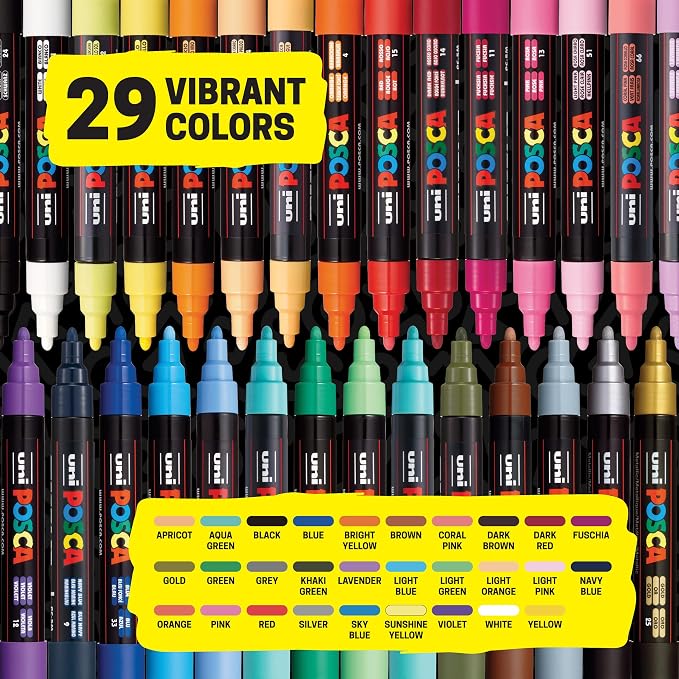 posca Acrylic Paint Markers, 8K Broad Bold Thick Chisel Tips, Artist - Image 8