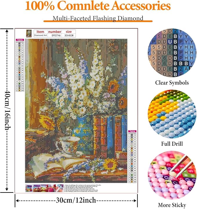 Book Flower Diamond Art Kits for Adults, DIY 5D Diamond Painting Kits for - Image 5