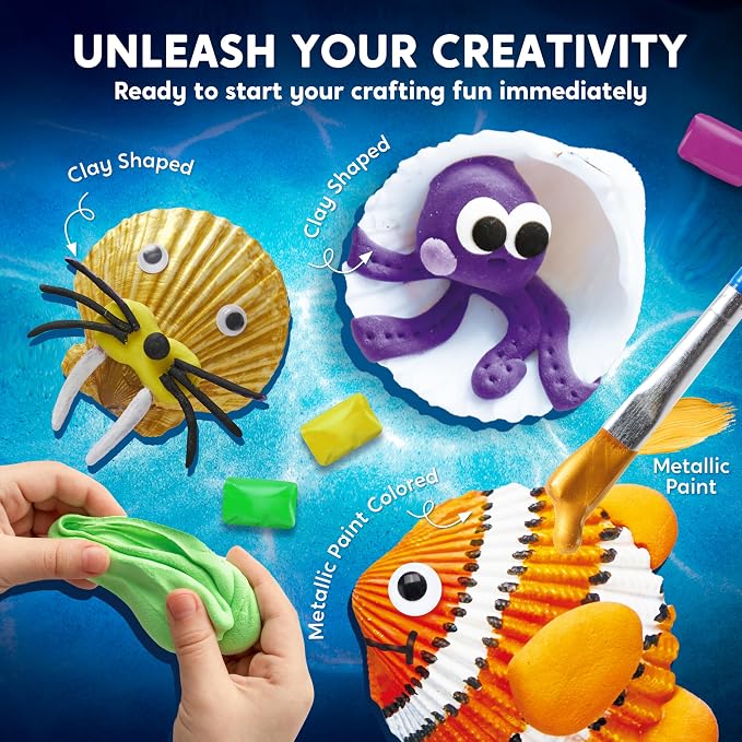 Klever Kits 12 Glow in The Dark Sea Shell Painting Kit-Arts & Crafts - Image 3