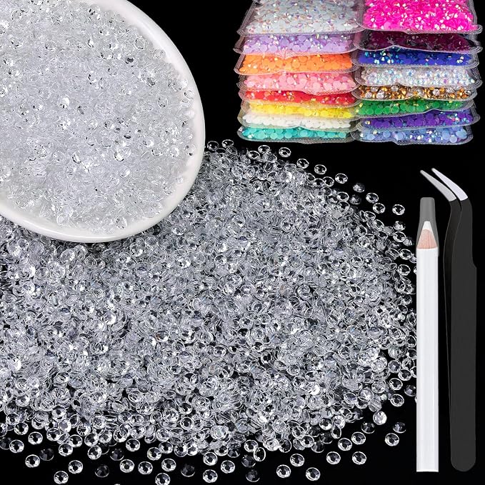 5000pcs 3mm Resin Rhinestones Bulk, Transparent Flatback Round Jelly by BELLEBOOST