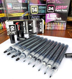 ArtShip Design 10 Black Acrylic Paint Pens, Double Pack of Both Extra Fine and - Image 2