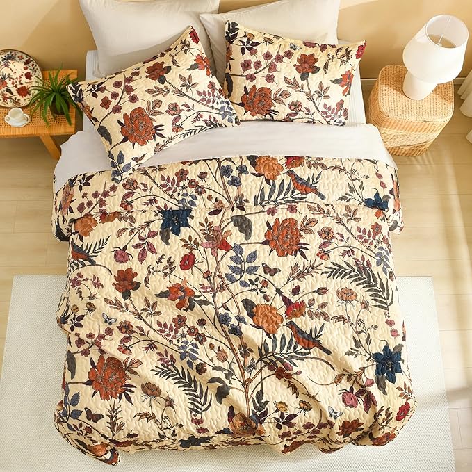 Litanika Floral Beige Quilt California King Size - Image 4