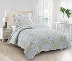 Brilliant Sunshine Multi Blue and Beige Floral Patchwork, 2-Piece Quilt Set by BrilliantSunshine