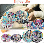 ijbnhd 8 PCS Skull Diamond Art Coasters Kit Diamond Painting Coasters | Skull - Image 2