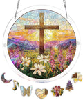 Acrylic Puzzle Suncatcher, Morning Cross Flower Field Sun Catcher by Unknown