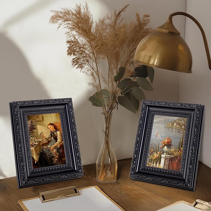 eletecpro 3x4 Vintage Picture Frame, Glass Cover, Horizontal or Vertical - Image 6