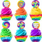 Tie Dye Cupcake Toppers and Cupcake Wrappers - Image 3