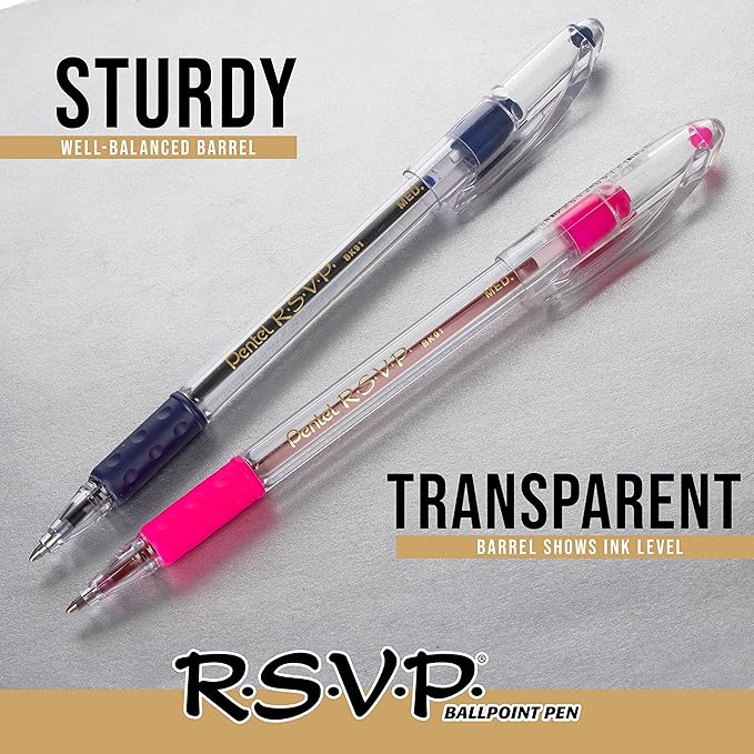 Pentel RSVP Ballpoint Pen, Fine Line, Violet Ink, Box of 12 - Image 6