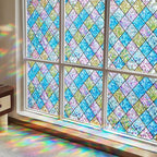 Sunbaby Window Privacy Film Stained Glass Decorative Rainbow Window Cling 3D by SUNBABY