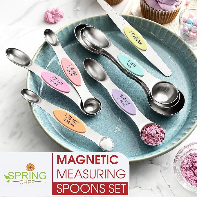 Spring Chef Stainless Steel Magnetic Measuring Spoons Set of 8 - Image 6