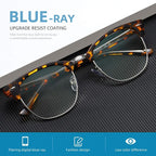 Blue Light Blocking Glasses Vintage Half Frame UV Clear Lens Anti Eyestrain - Image 2