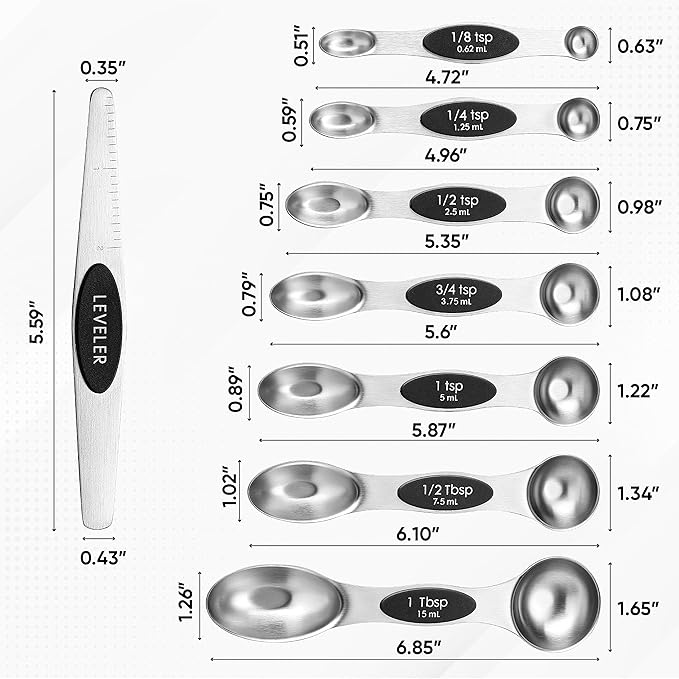 Spring Chef Magnetic Measuring Cups & Spoons Set, Strong N45 Magnets, Heavy - Image 9