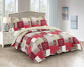 Brilliant Sunshine BurgundyHeart Love, Floral and Lace Patchwork, 3-Piece Quilt by BrilliantSunshine