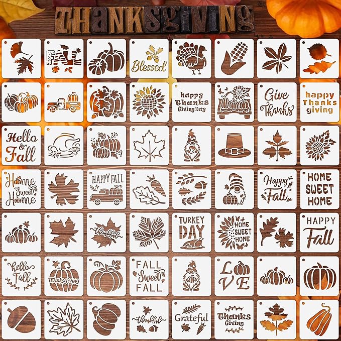 Augshy 56Pack Fall Stencils for Painting on Wood Crafts Thanksgiving Decor | by Augshy