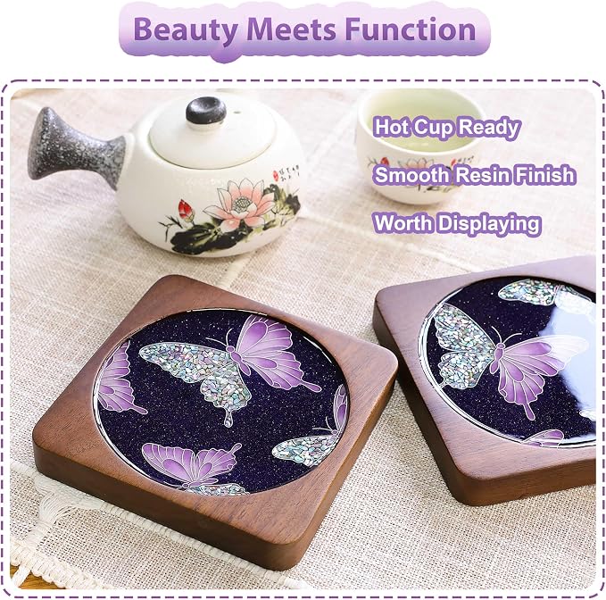 Wooden Coasters Craft Kits – Filigree Enamels Painting DIY Coasters Art - Image 3