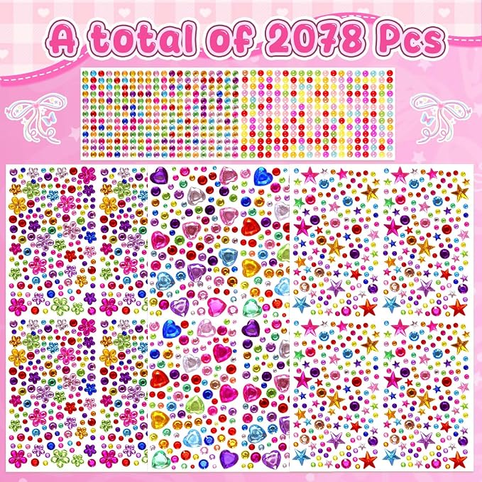2078PCS Gem Stickers Large Rhinestone Stickers Self Adhesive Acrylic Gems DIY - Image 3