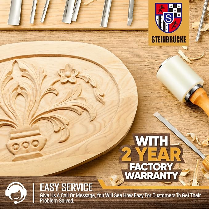 Wood Carving Kit, Wood Carving Tools Set of 12 Chisels and Mallet - Image 7