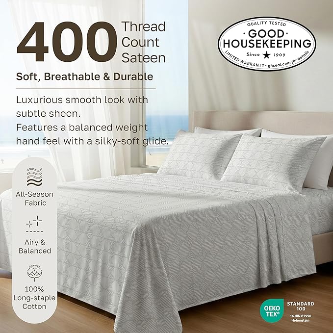 California Design Den Soft Twin Size 100% Cotton Sheet Sets, 400 Thread Count - Image 3