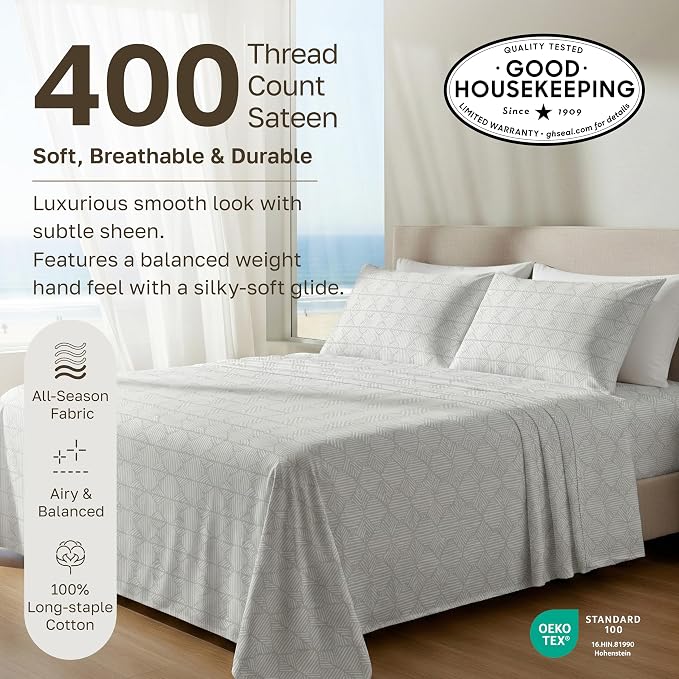 California Design Den Soft Twin XL 100% Cotton Sheet Sets, 400 Thread Count - Image 3