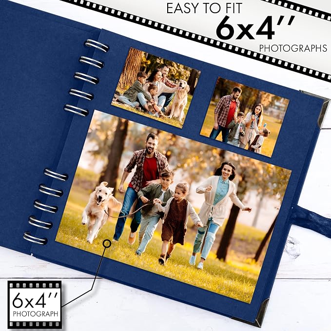 Bstorify Square Scrapbook Photo Albums 7 x 7 Inch Blue Hardcover - Image 4