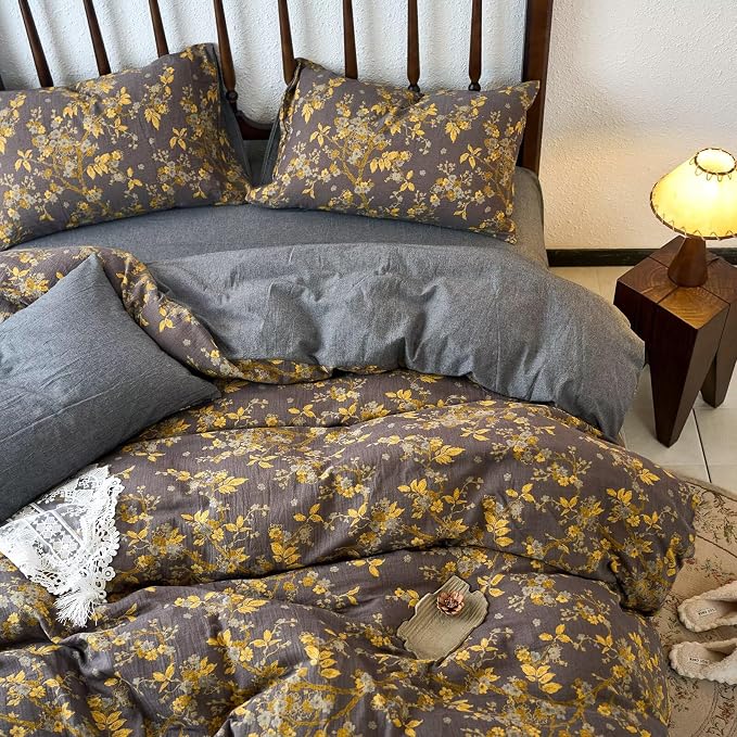 mixinni Vintage Floral Duvet Cover Queen Set - Image 3