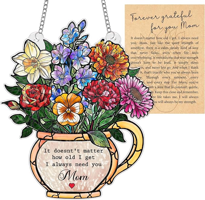 Mom Flower Acrylic Suncatcher Ornament, Wild Flower Remembrance Window Hangings by BobbyCreativity