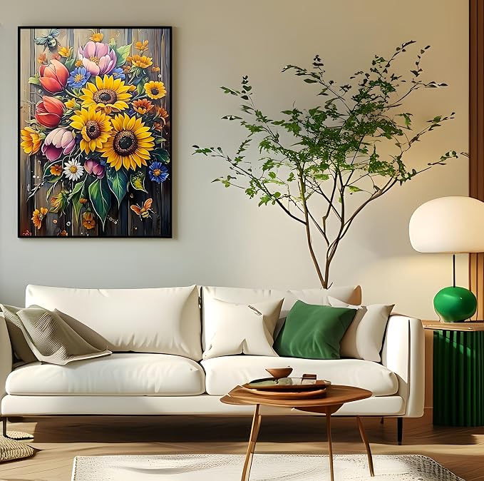 Diamond Paintings Kits for Beginners, Colorful Sun Flower Diamond Art Kits for - Image 4