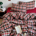 mixinni Vintage Red & Brown Buffalo Plaid Duvet Cover Set Twin Size by mixinni
