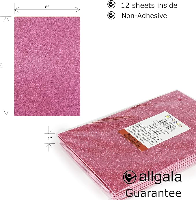 Allgala 12 Pack Glitter EVA Foam Paper 8 x 12inch Sheets-Pink-Perfect - Image 2