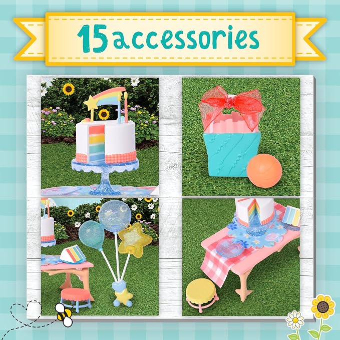 Honey Bee Acres Birthday Wishes Playset, 15 Piece Miniature Dollhouse Party Set - Image 4