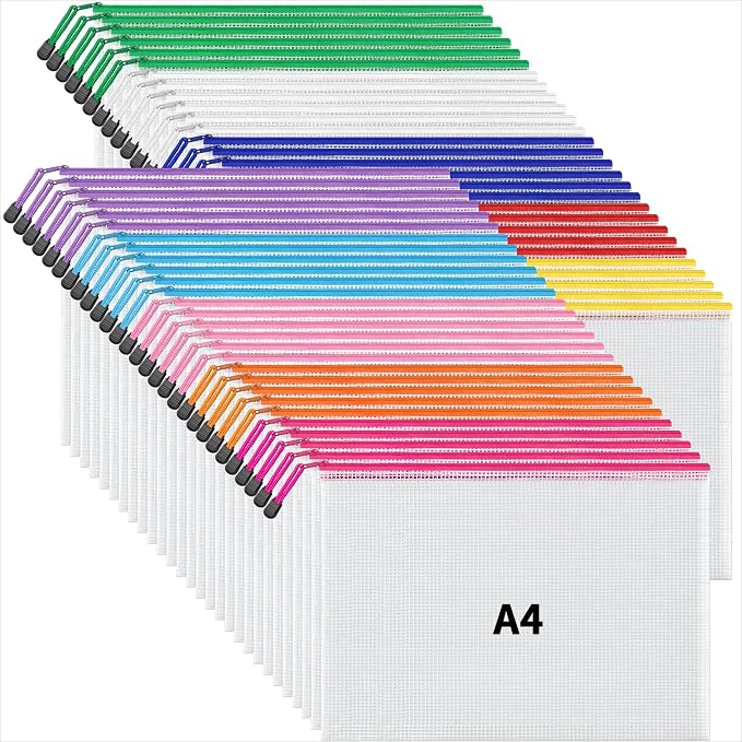 JARLINK A4 Mesh Zipper Pouch Bags, Office School Supplies, Cosmetics Travel by JARLINK